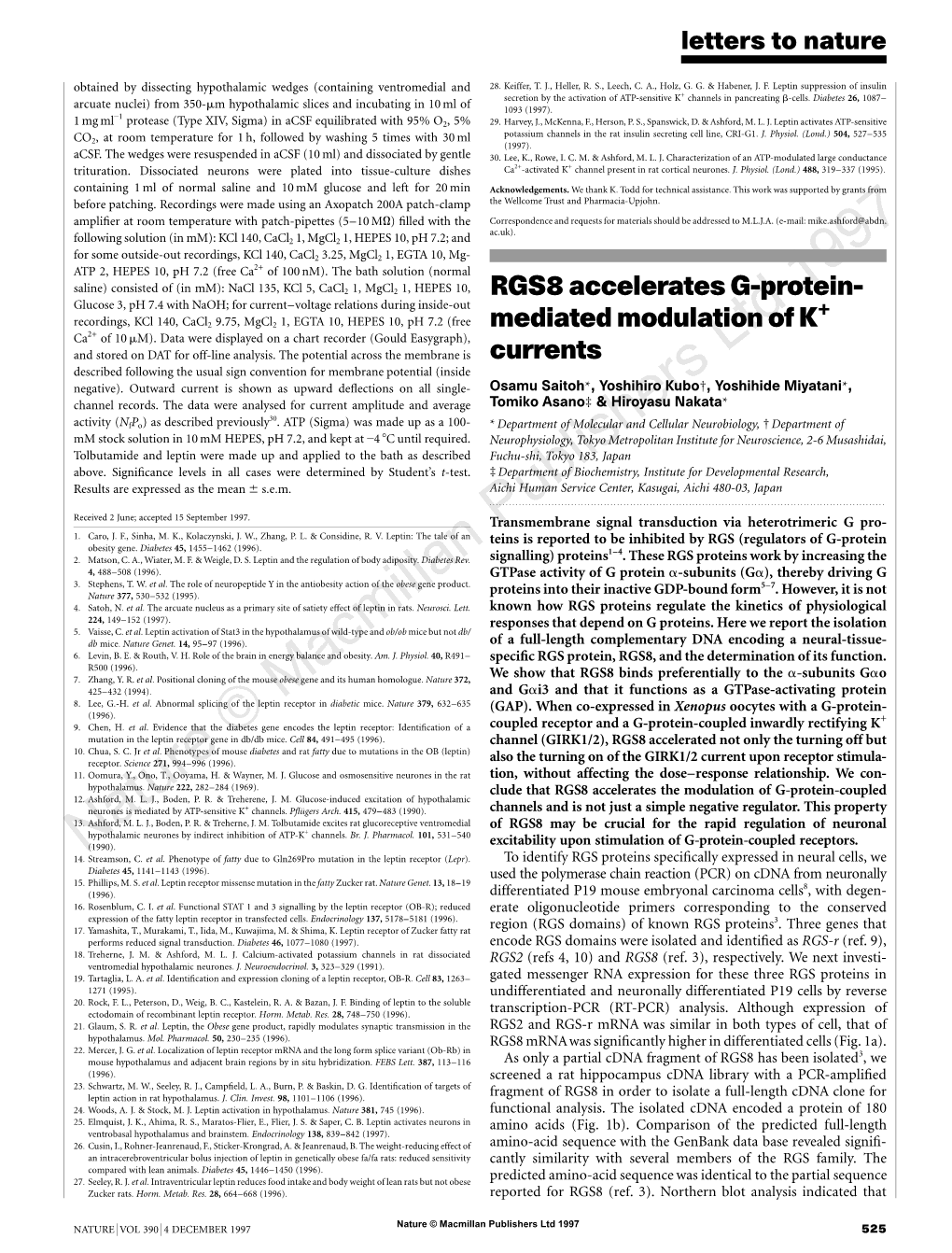 RGS8 Accelerates G-Protein