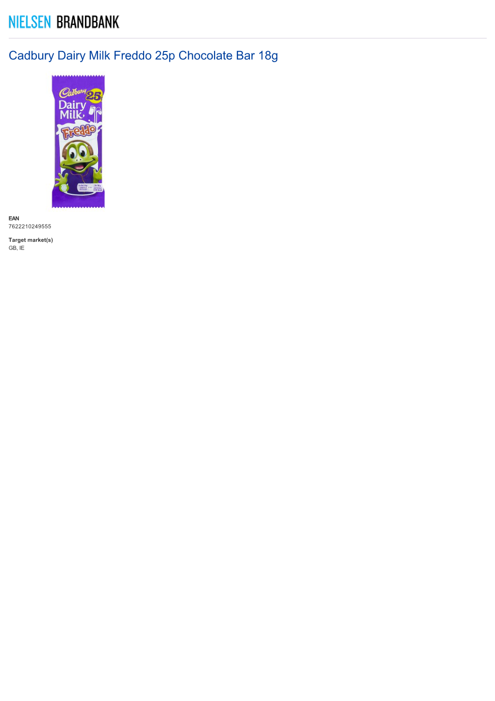 Cadbury Dairy Milk Freddo 25P Chocolate Bar 18G