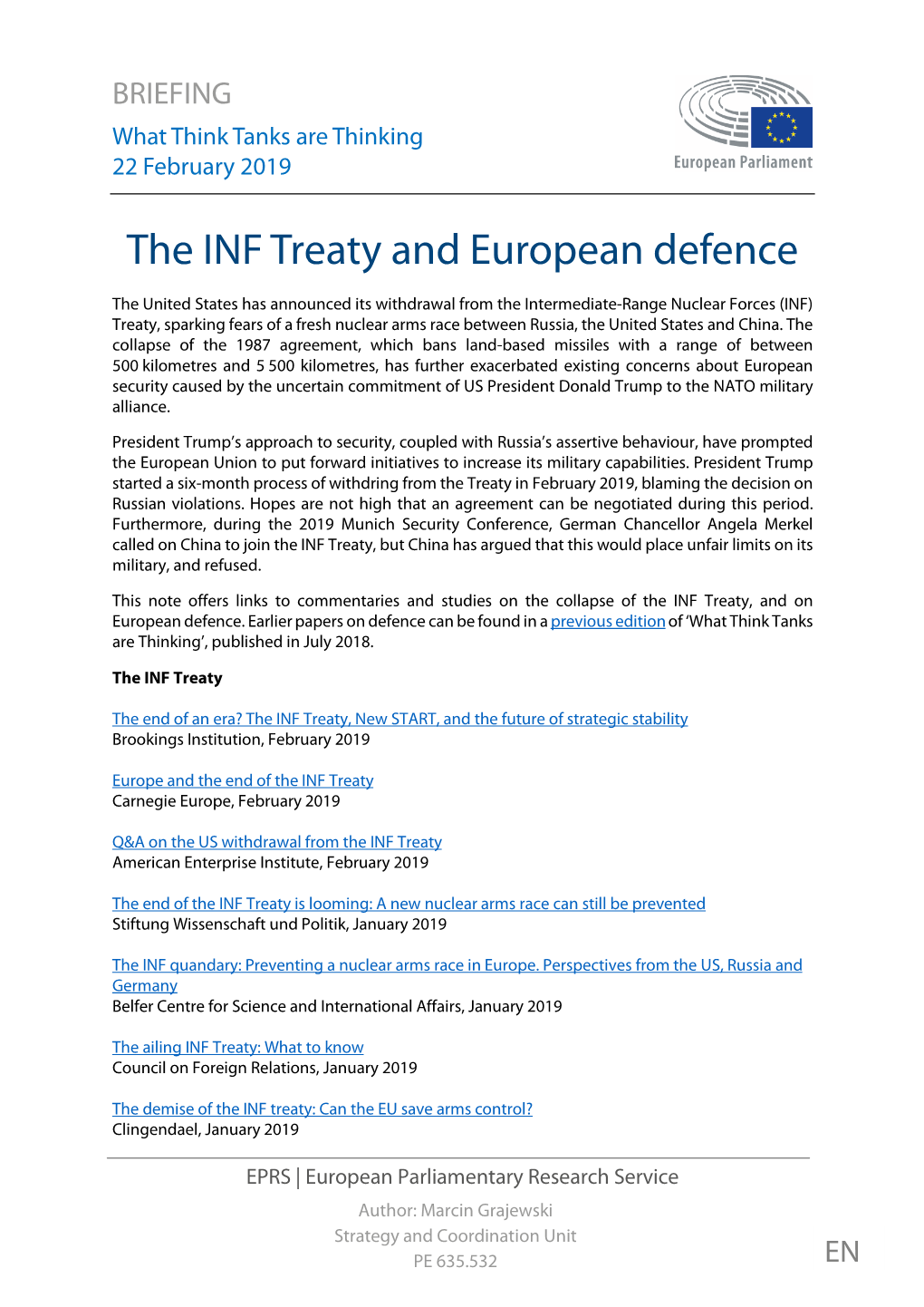 The INF Treaty and European Defence