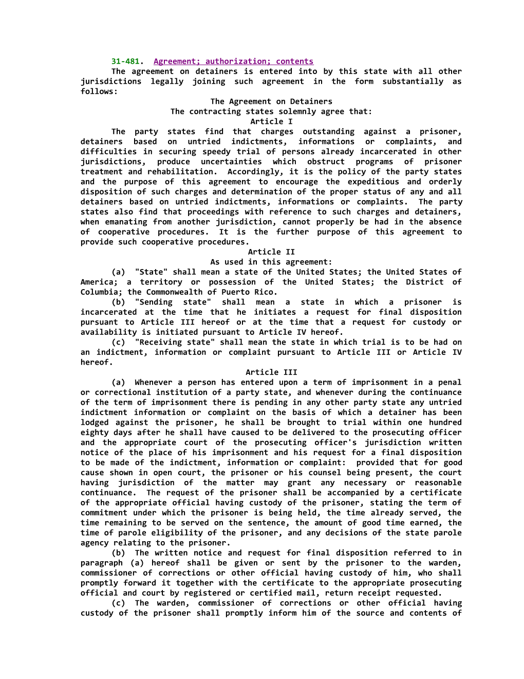 31-481; Agreement; Authorization; Contents