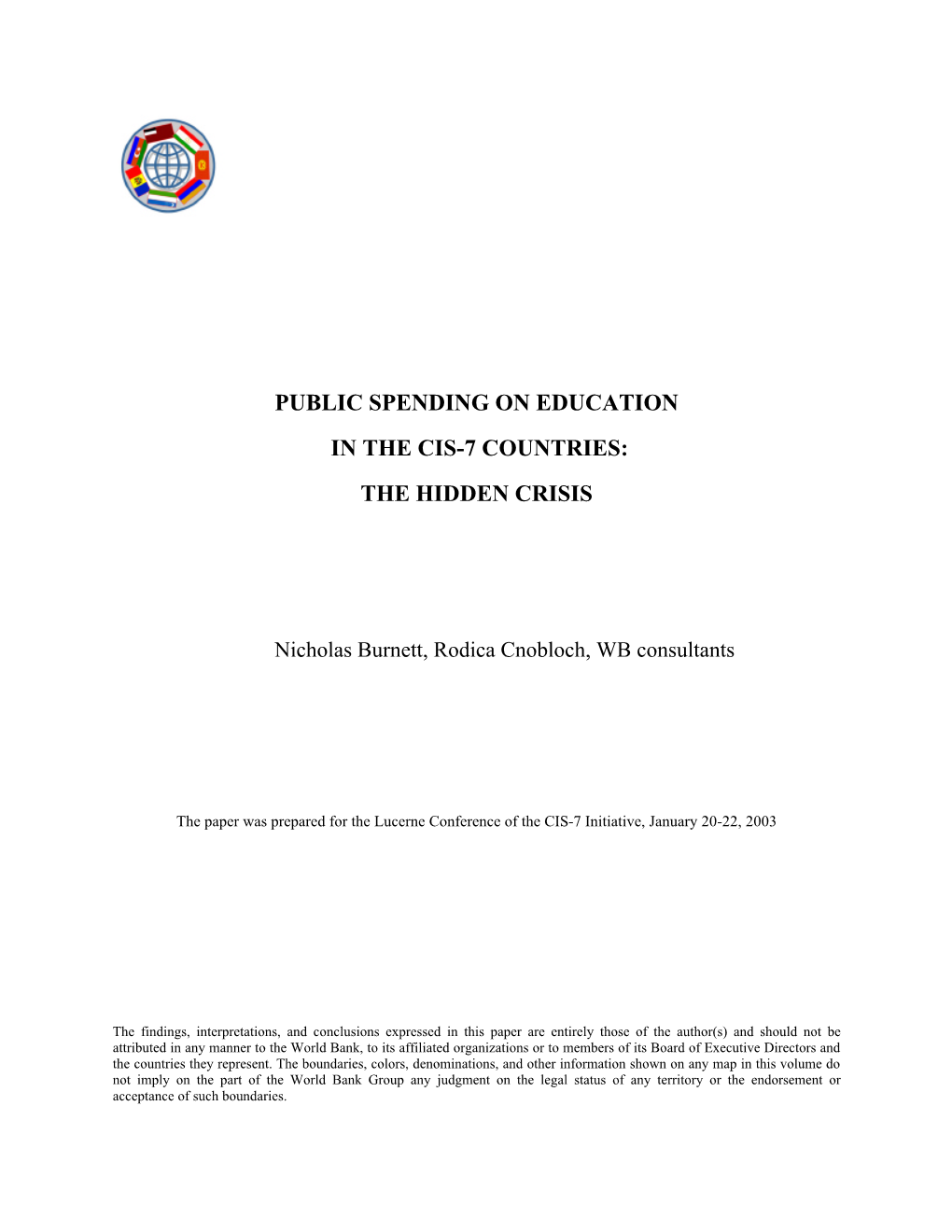 Public Spending on Education in the Cis-7 Countries