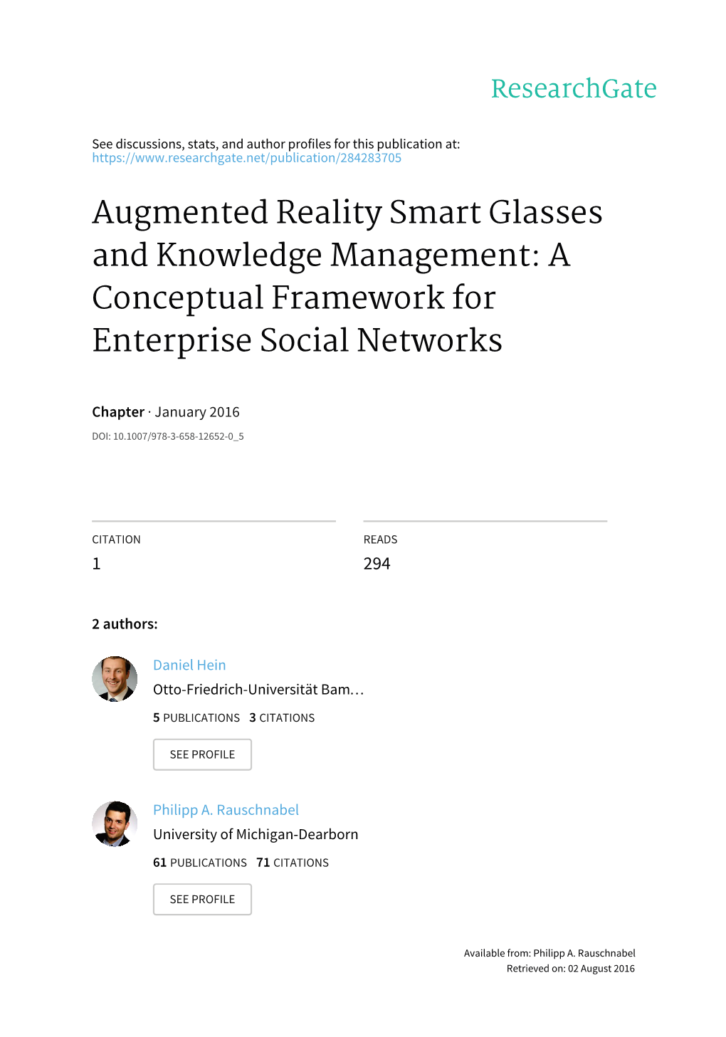 Augmented Reality Smart Glasses and Knowledge Management: a Conceptual 5 Framework for Enterprise Social Networks