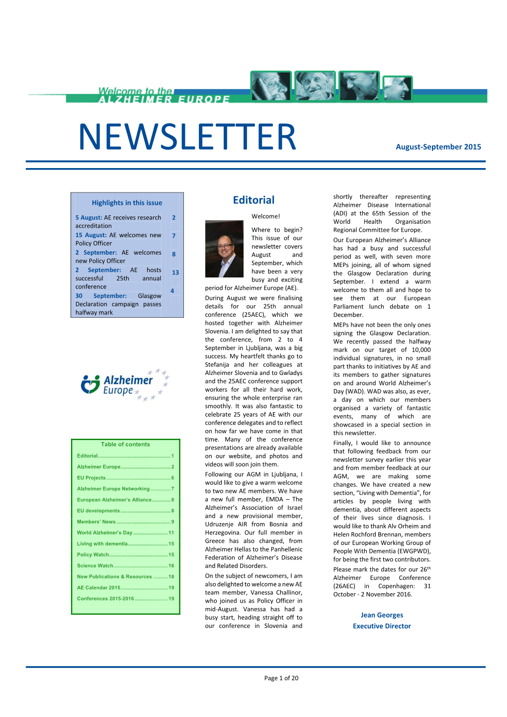 NEWSLETTER August-September 2015