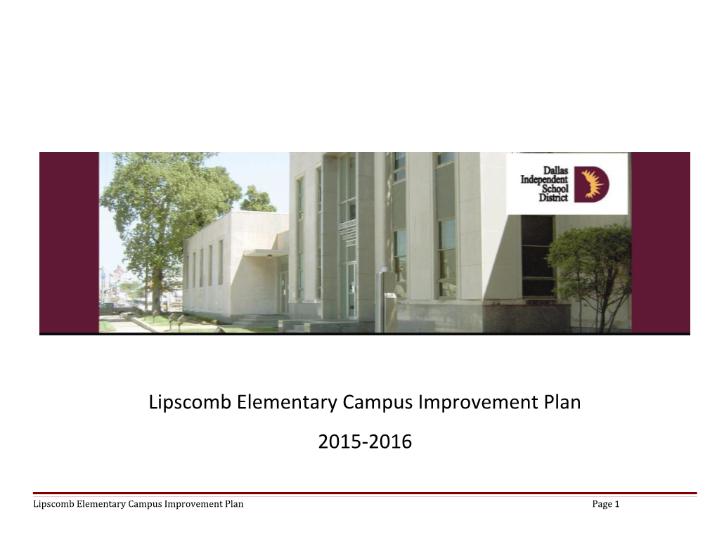 Lipscomb Elementary Campus Improvement Plan