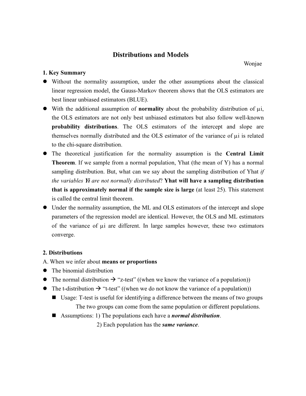 Basic Distributions and Models