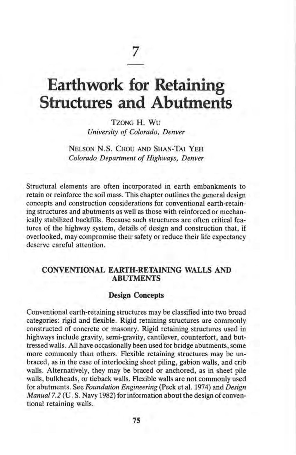 Earthwork for Retaining Structures and Abubnents