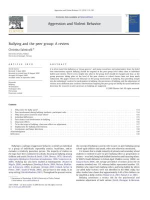 Bullying and the Peer Group: a Review