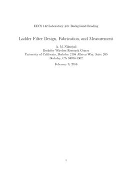 Ladder Filter Design, Fabrication, and Measurement