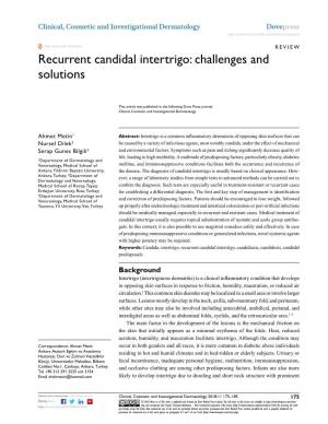 Recurrent Candidal Intertrigo Open Access to Scientific and Medical Research DOI