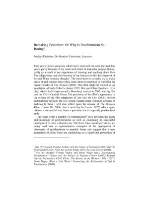 Remaking Feminism: Or Why Is Postfeminism So Boring?