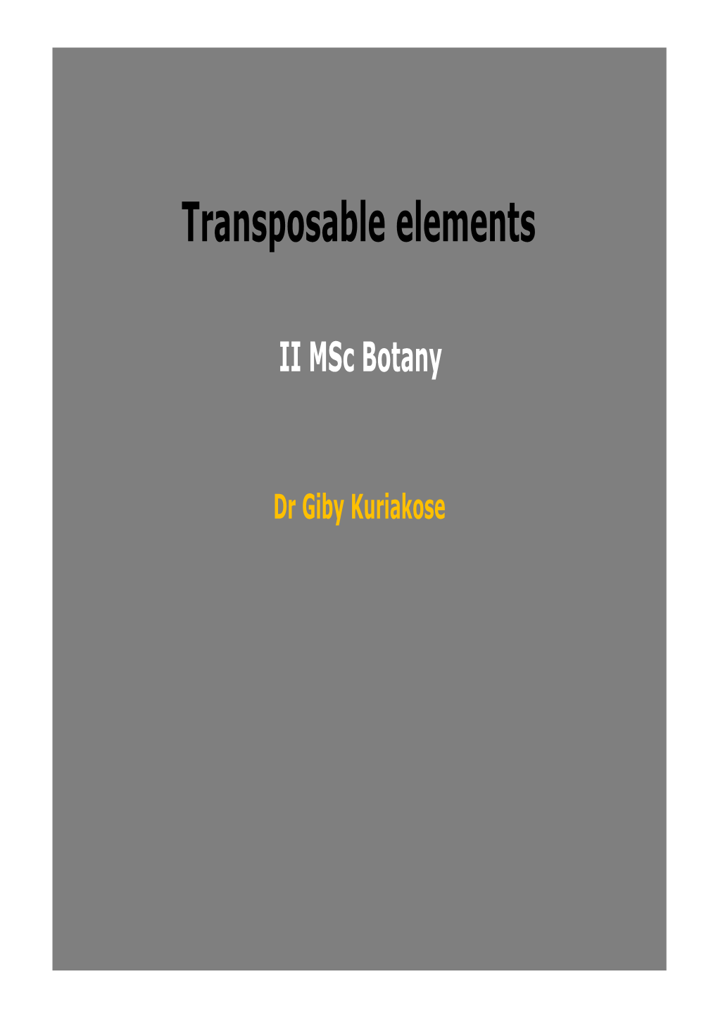 Transposable Elements