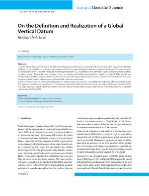 On the Definition and Realization of a Global Vertical Datum Research Article
