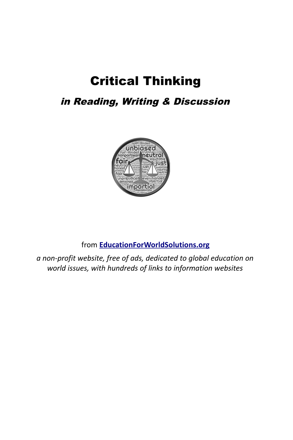 Critical Thinking in Reading, Writing & Discussion