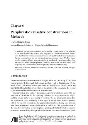 Periphrastic Causative Constructions in Mehweb Daria Barylnikova National Research University Higher School of Economics