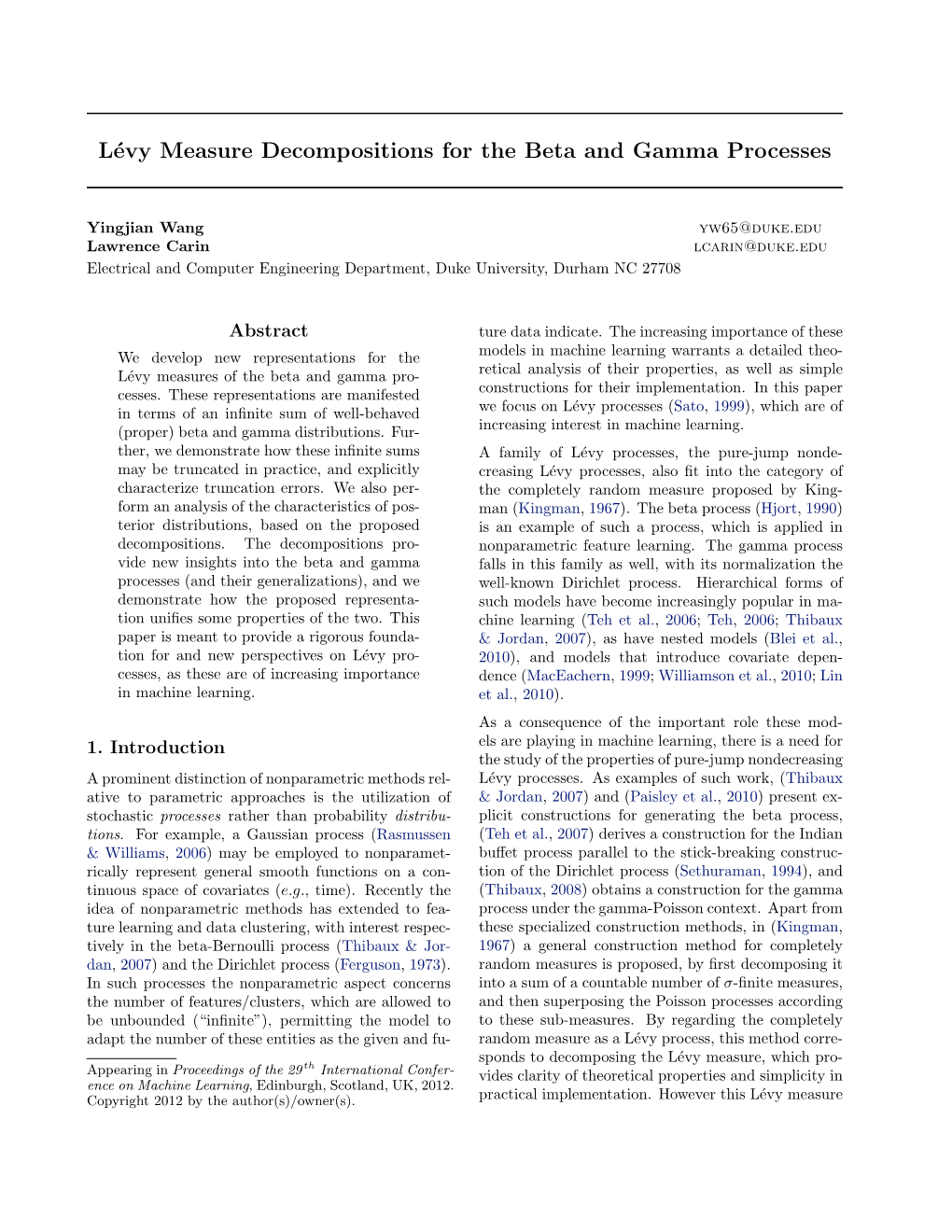 Lévy Measure Decompositions for the Beta and Gamma Processes