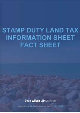 Stamp Duty Land Tax Information Sheet Fact Sheet