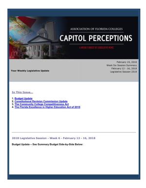 Capitol Perceptions Is Compiled Weekly During the Florida Legislative Session and Distributed to AFC Members
