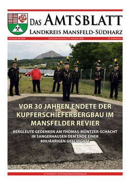 Vor 30 Jahren Endete Der Kupferschieferbergbau Im Mansfelder Revier Bergleute Gedenken Am Thomas-Müntzer-Schacht in Sangerhausen Dem Ende Einer 800Jährigen Geschichte