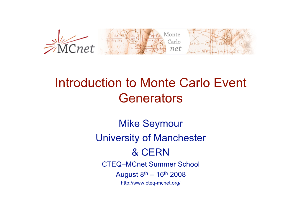 Introduction to Monte Carlo Event Generators