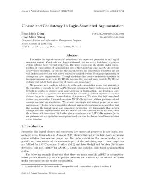 Closure and Consistency in Logic-Associated Argumentation