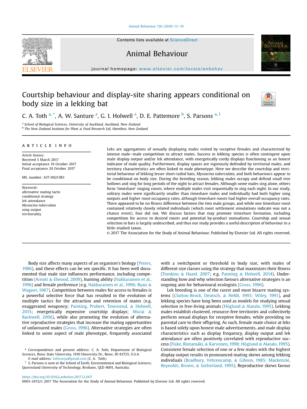 Courtship Behaviour and Display-Site Sharing Appears Conditional on Body Size in a Lekking Bat