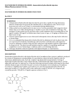 Daunorubicin Hydrochloride Injection Hikma Pharmaceuticals USA Inc