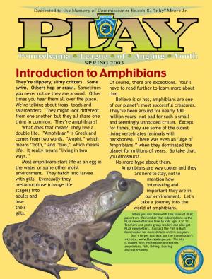 SPRING 2003 Introduction to Amphibians They’Re Slippery, Slimy Critters