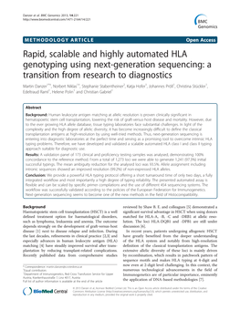 Rapid, Scalable and Highly Automated HLA Genotyping Using Next