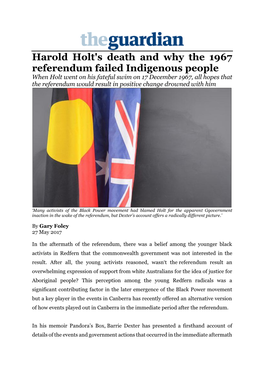 Harold Holt's Death and Why the 1967 Referendum Failed Indigenous People