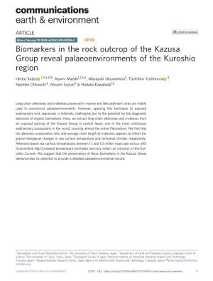 Biomarkers in the Rock Outcrop of the Kazusa Group Reveal Palaeoenvironments of the Kuroshio Region