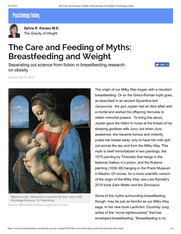 The Care and Feeding of Myths: Breastfeeding and Weight | Psychology Today