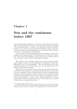 Sets and the Continuum Before 1907