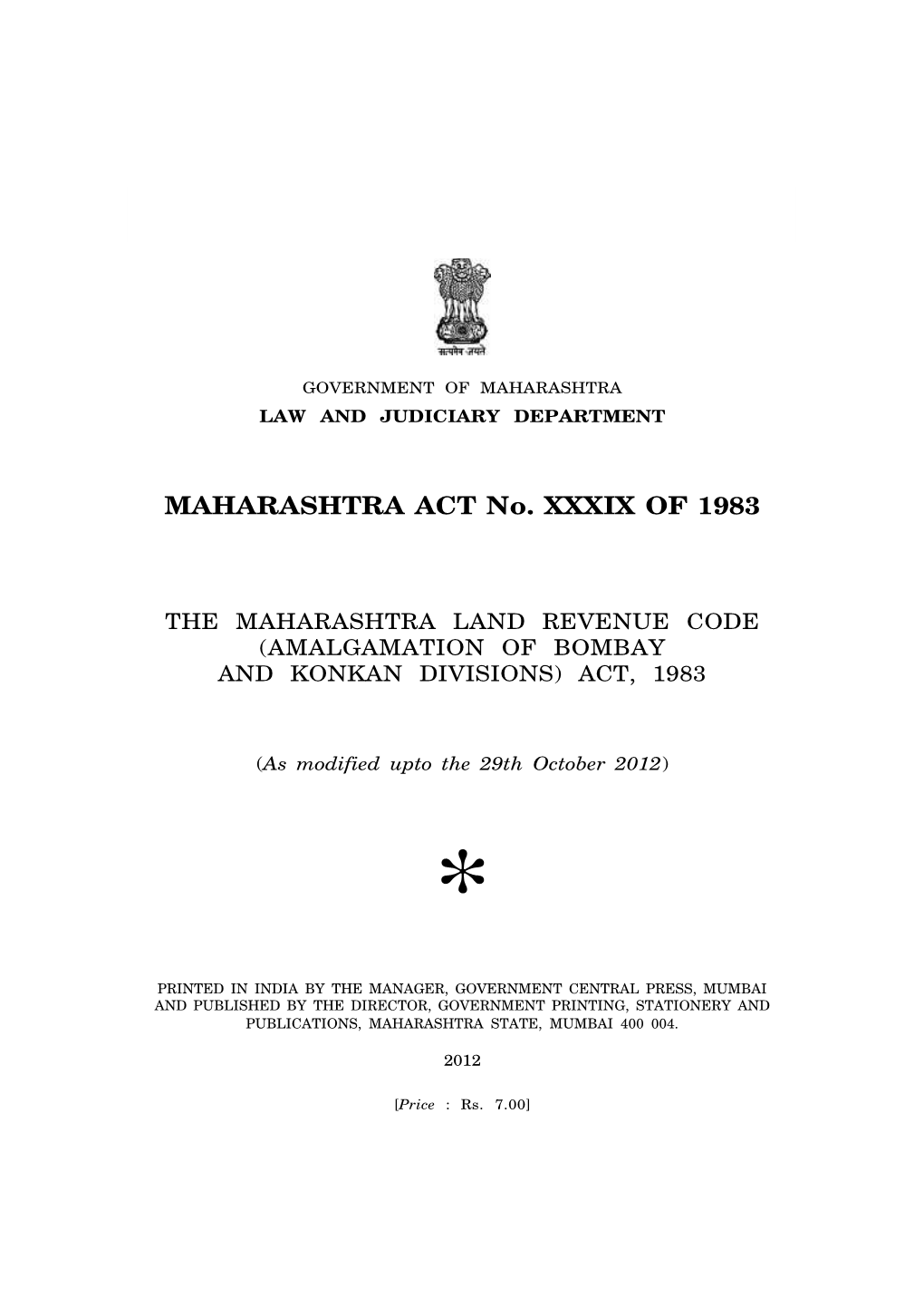 The Mah. Land Revenue Code