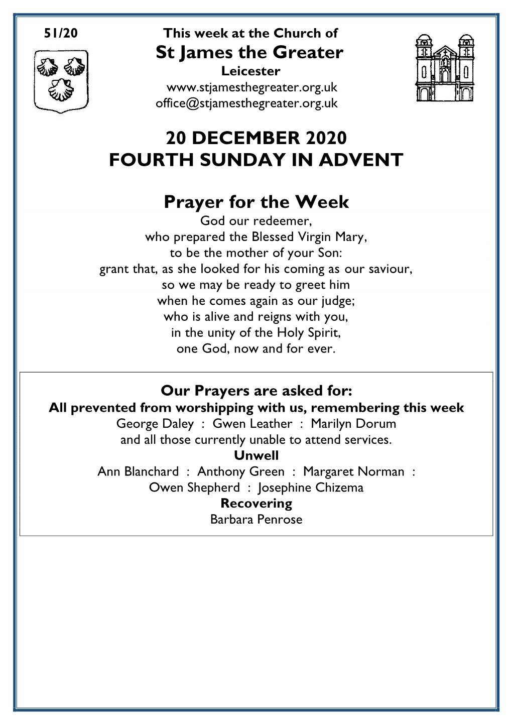 St James the Greater 20 DECEMBER 2020 FOURTH