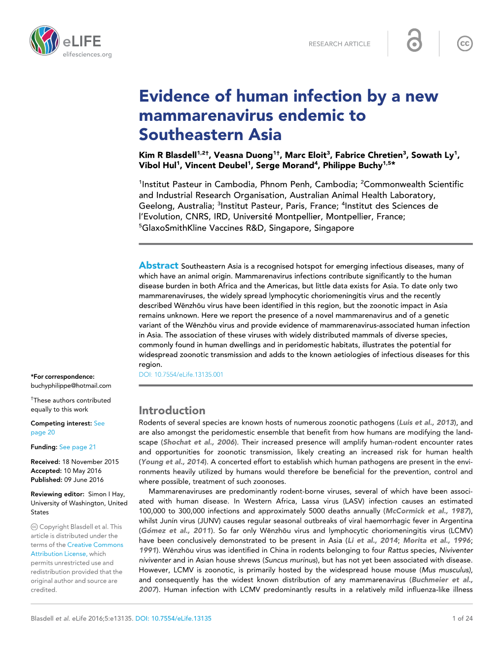 Evidence of Human Infection by a New Mammarenavirus Endemic To