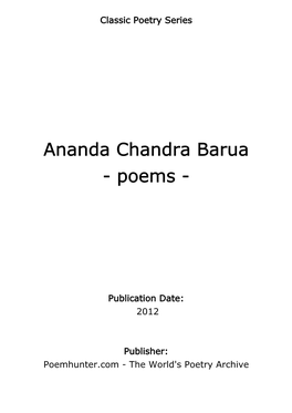 Ananda Chandra Barua - Poems