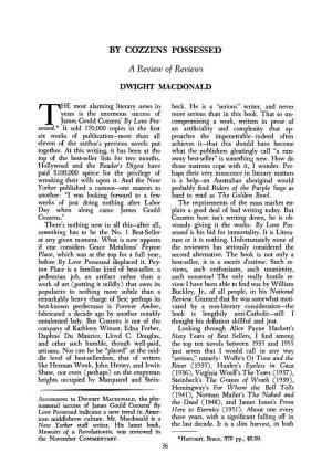 BY COZZENS POSSESSED a Review of Reviews DWIGHT MACDONALD