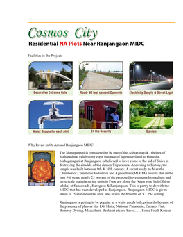 Facilities in the Projects Why Invest in Or Around Ranjangaon MIDC The
