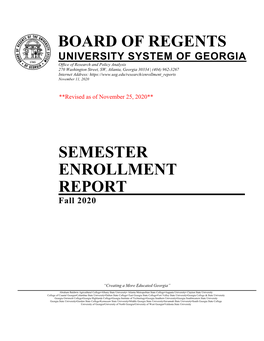 Board of Regents Semester Enrollment Report