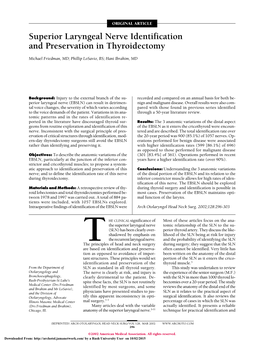 Superior Laryngeal Nerve Identification and Preservation in Thyroidectomy