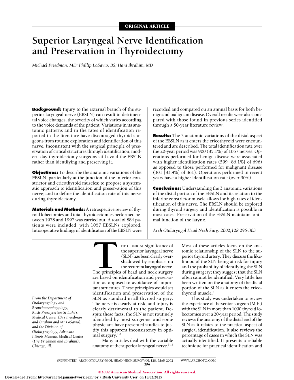 Superior Laryngeal Nerve Identification and Preservation in Thyroidectomy