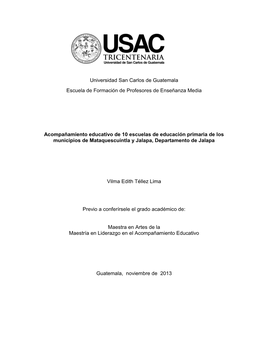 Universidad San Carlos De Guatemala Escuela De Formación De Profesores De Enseñanza Media