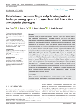 Links Between Prey Assemblages and Poison Frog Toxins: a Landscape Ecology Approach to Assess How Biotic Interactions Affect Species Phenotypes