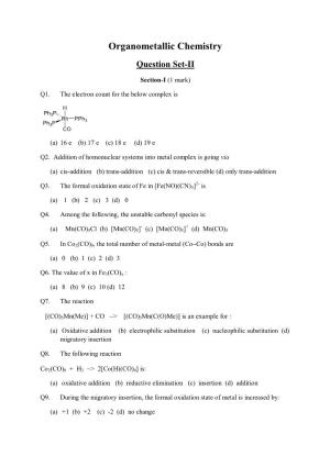 Organometallic Chemistry Question Set-II