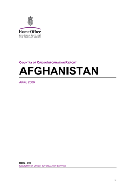 UK Country Assessment: Afghanistan April 2006