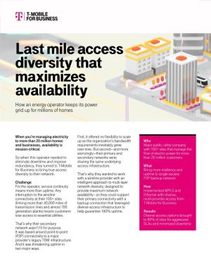 Last Mile Access Diversity That Maximizes Availability How an Energy Operator Keeps Its Power Grid up for Millions of Homes