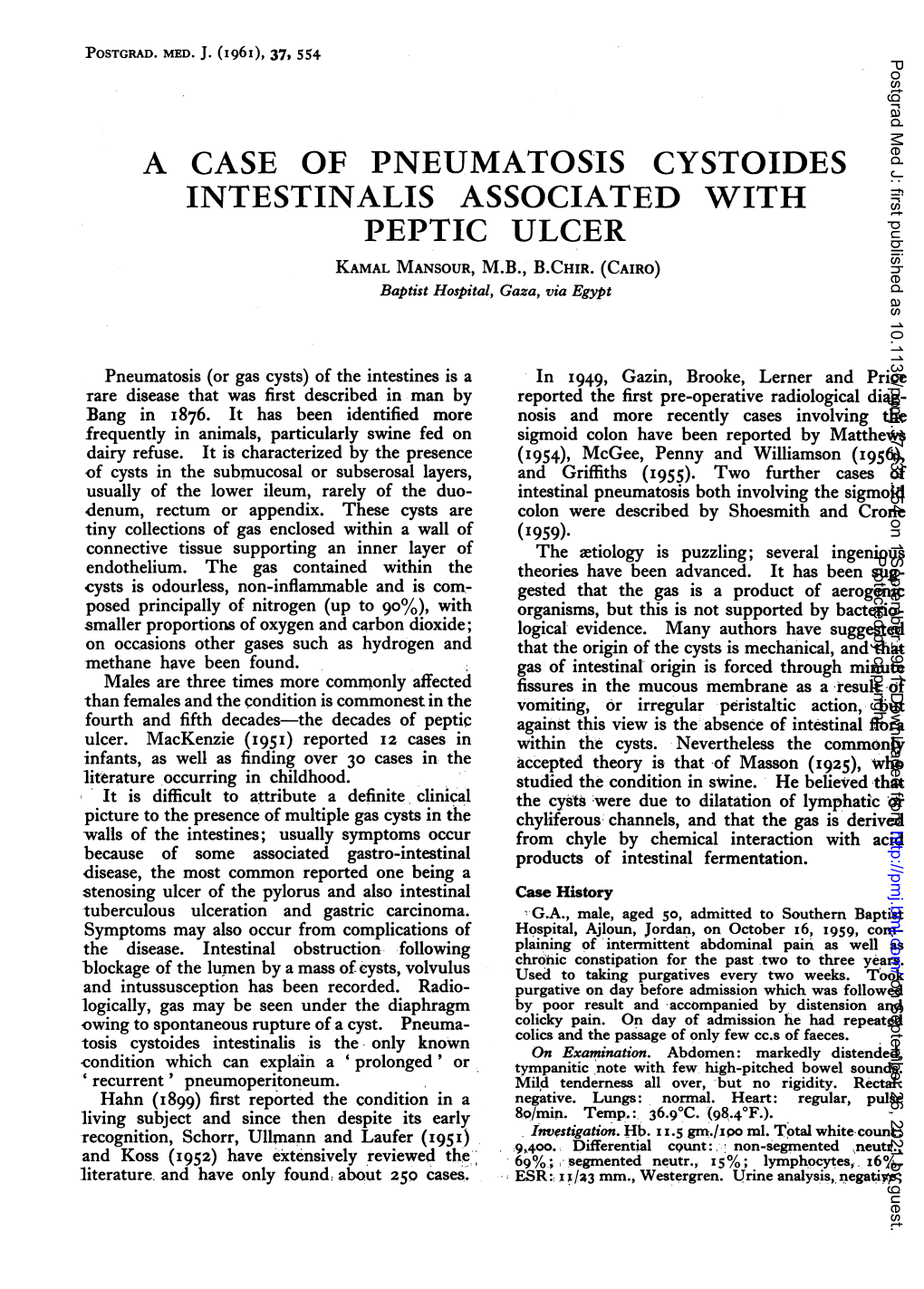 Peptic Ulcer Kamal Mansour, M.B., B.Chir