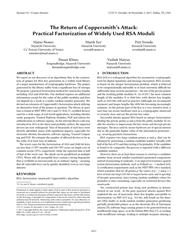 The Return of Coppersmith's Attack:Practical Factorization of Widely Used RSA Moduli