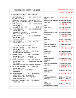 Tight Ends - 2015 Nfl Draft Wf-11/1/14 Cbs-11/4/14 Wf Ps Cbs Sb Riv 1A