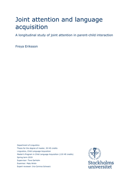 Joint Attention and Language Acquisition